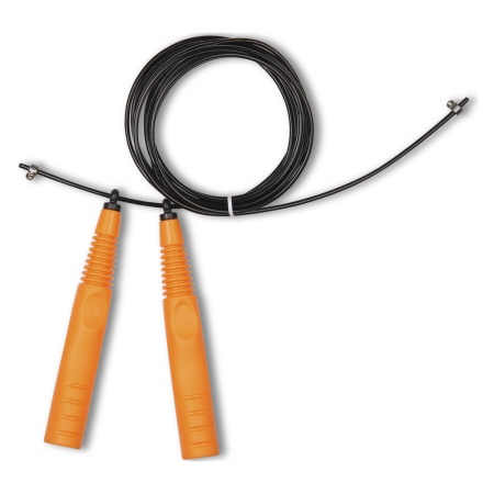 Купить Скакалка высокооборотная Кроссфит стальной шнур в оплетке 2.9 м чёрно-оранжевая в Обь 
